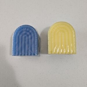 ABSTRACT ARCH BOHO ANTHROPOLOGY RAINBOW CANDLES SET OF TWO NEW